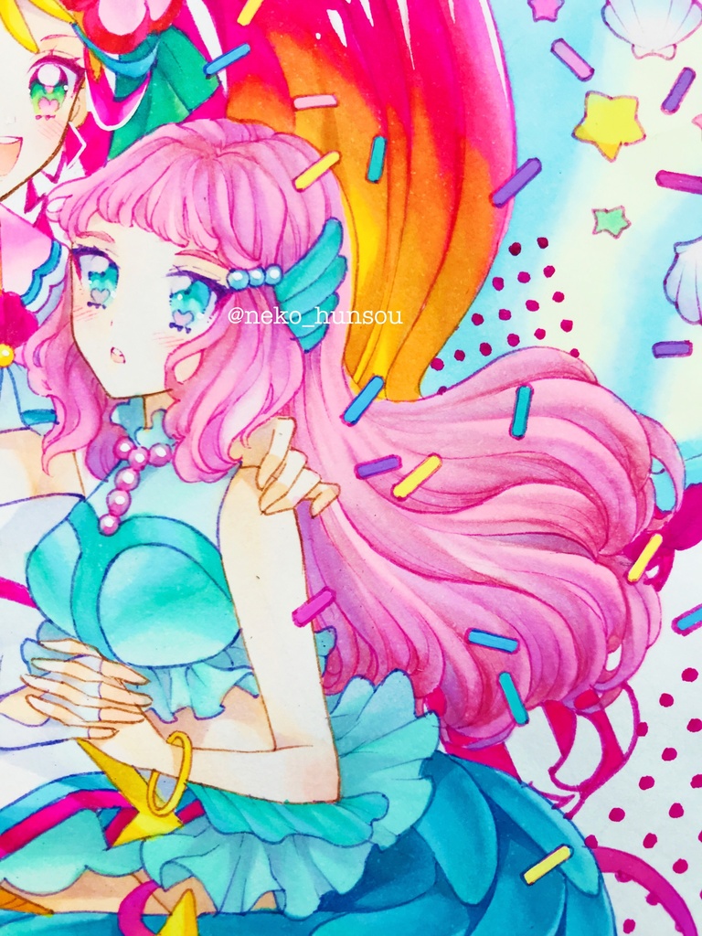 ドローイング原画 キュアサマー&ローラ