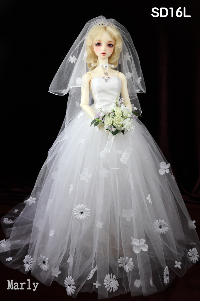 花とチュールのウェディングドレス　SD16L胸サイズ