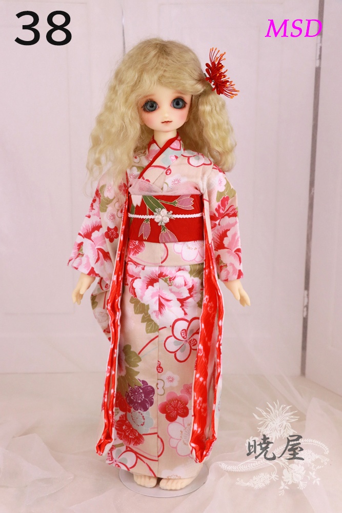 ㊳クリーム地花柄お着物セット　SDMサイズ