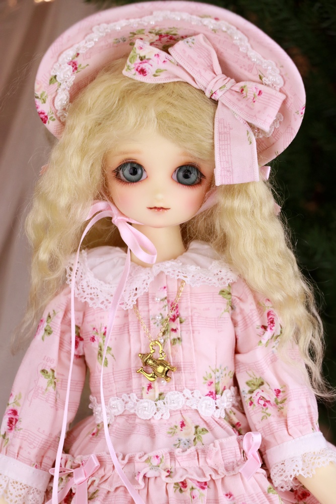 SDM 被せ段々スカートワンピース ピンクプリント×オフ白