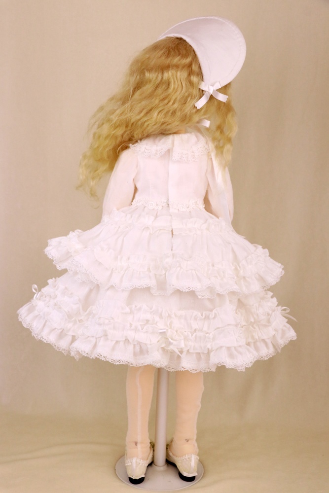 SDM かぶせ段々スカートワンピース オフ白