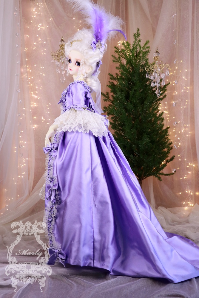 紫のシルクタフタ ローブ・ア・ラ・フランセーズ SDGrサイズ