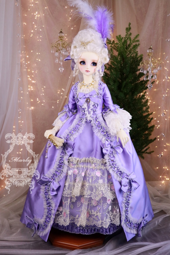 紫のシルクタフタ ローブ・ア・ラ・フランセーズ SDGrサイズ