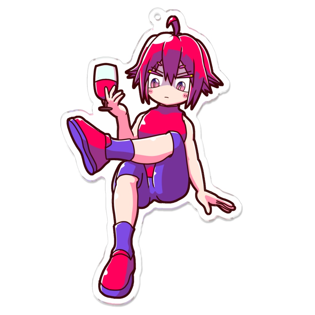 ワイングラス片手に足をくむ女の子