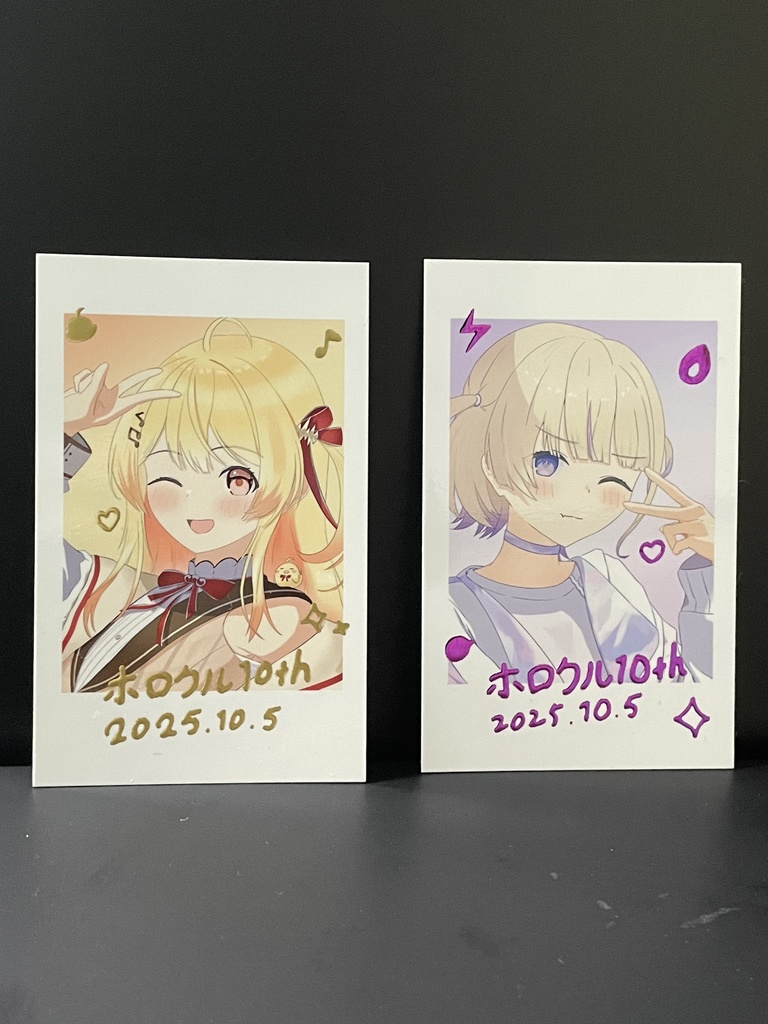 ホロクル10th 箔押しチェキ風フォトカード 音乃瀬奏 轟はじめセット