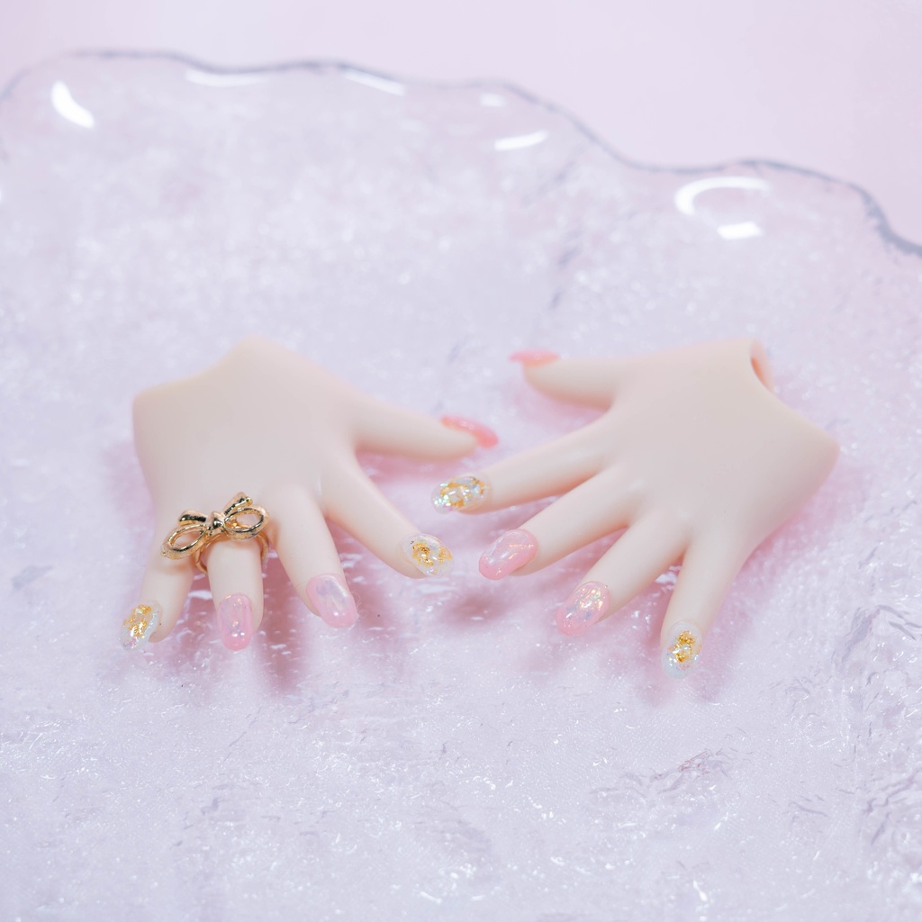 【MDDカスタムネイルハンド】ミルキーピンク -リング付き-