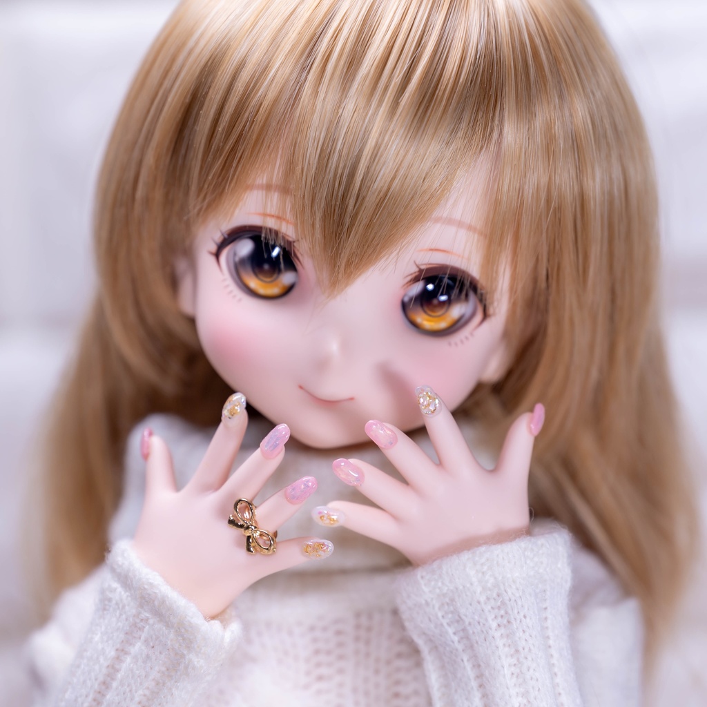 【MDDカスタムネイルハンド】ミルキーピンク -リング付き-