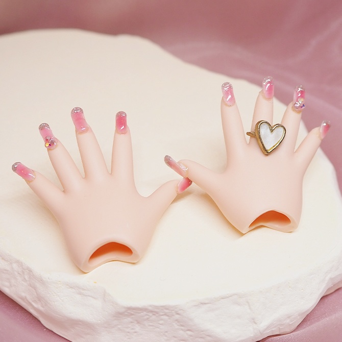 【MDDカスタムネイルハンド】ピンクフレンチ -リング付き-