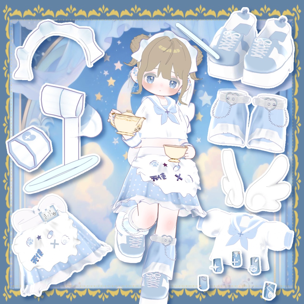 【髪型+ネイル付き衣装】【5アバター対応】天使とティーカップ