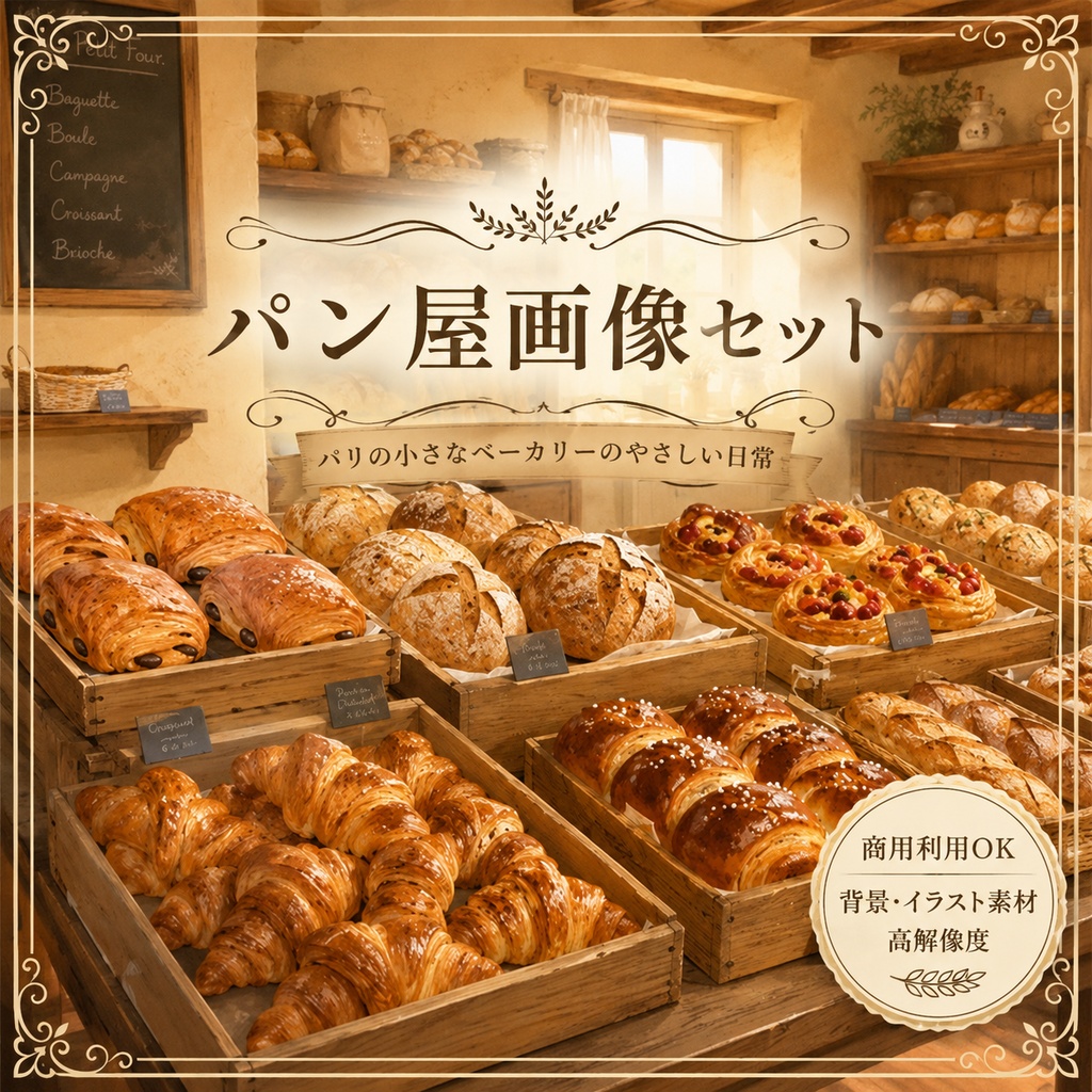 【背景素材】パン屋の背景素材セット
