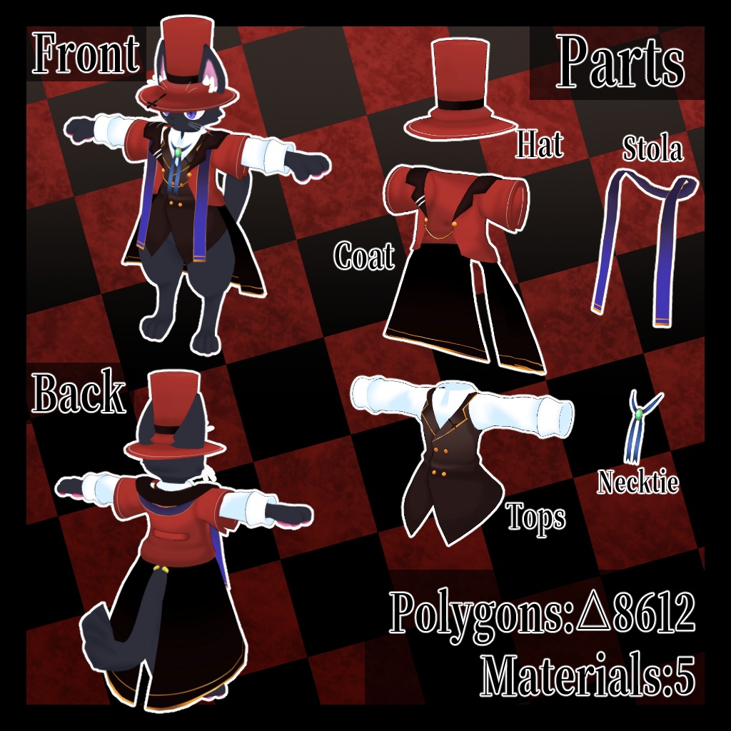 【YORUCAT/ヨルキャット専用】吸血鬼風…?ちょっと怪しい紳士風衣装【VRChat】