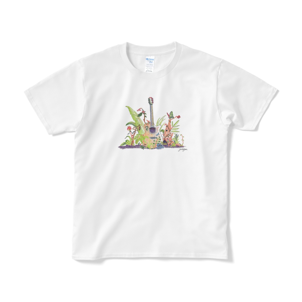 アコギと植物と蝶Ｔシャツ