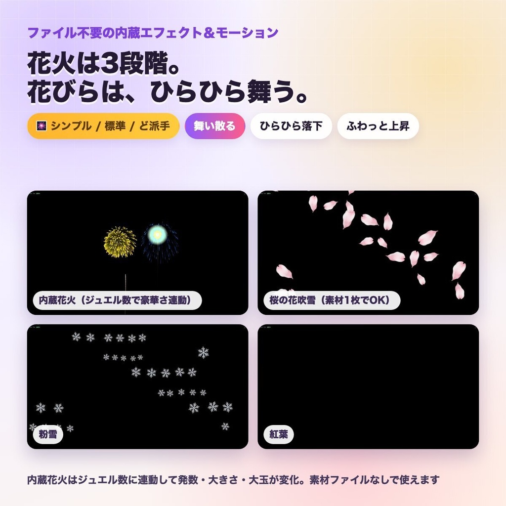 【わんコメ連携】ジュエルパーティー - ジュエル数に応じて画像・GIF・動画・花火が発火する金額連動演出【わんコメ9.1以降】
