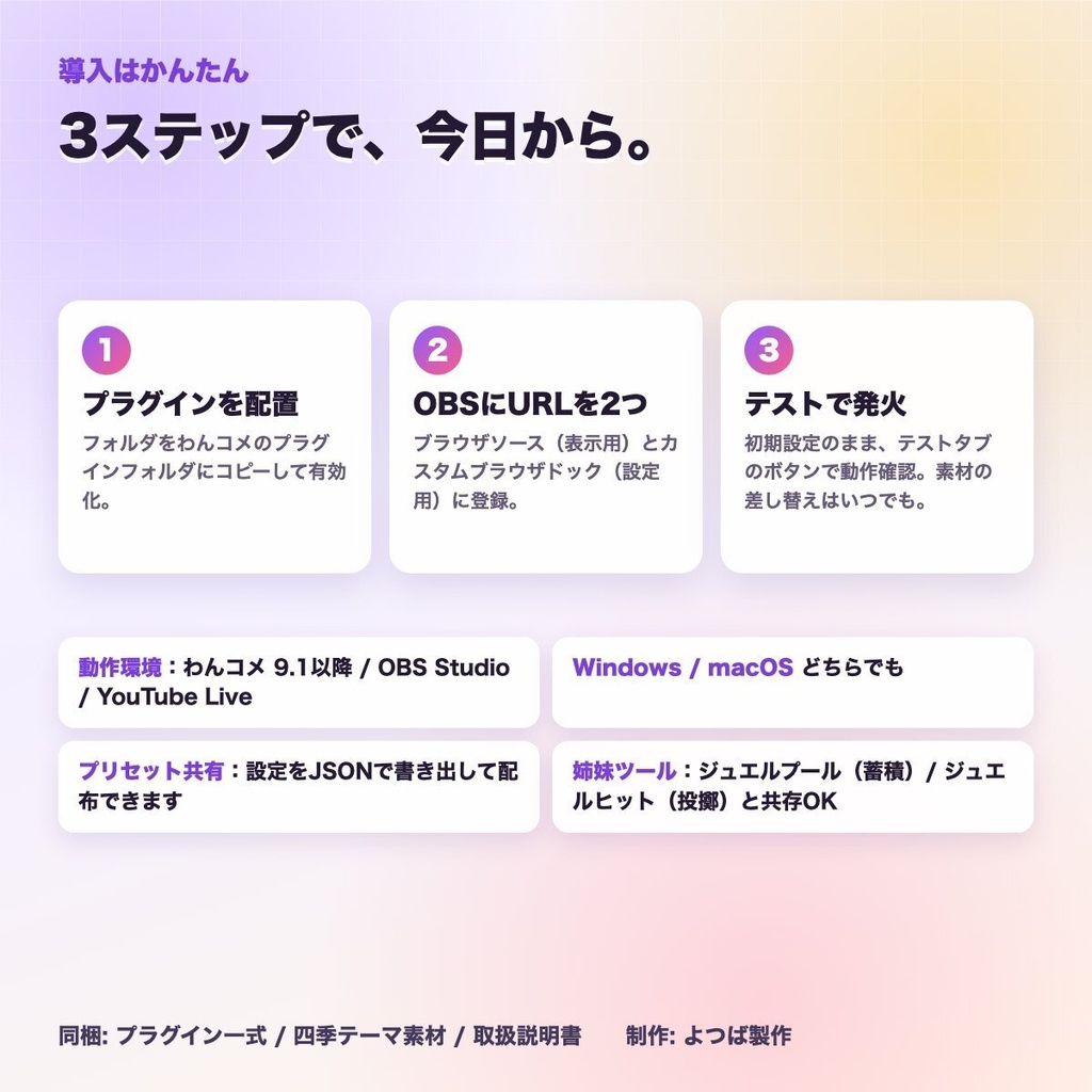 【わんコメ連携】ジュエルパーティー - ジュエル数に応じて画像・GIF・動画・花火が発火する金額連動演出【わんコメ9.1以降】