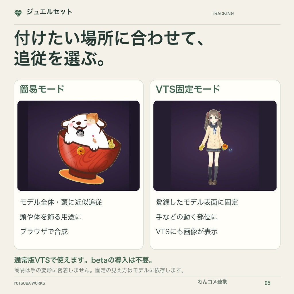 【わんコメ連携】ジュエルセット - 本棚・図鑑・くじで選んで、キャラに飾るジュエル演出【YouTube/VTube Studio対応】
