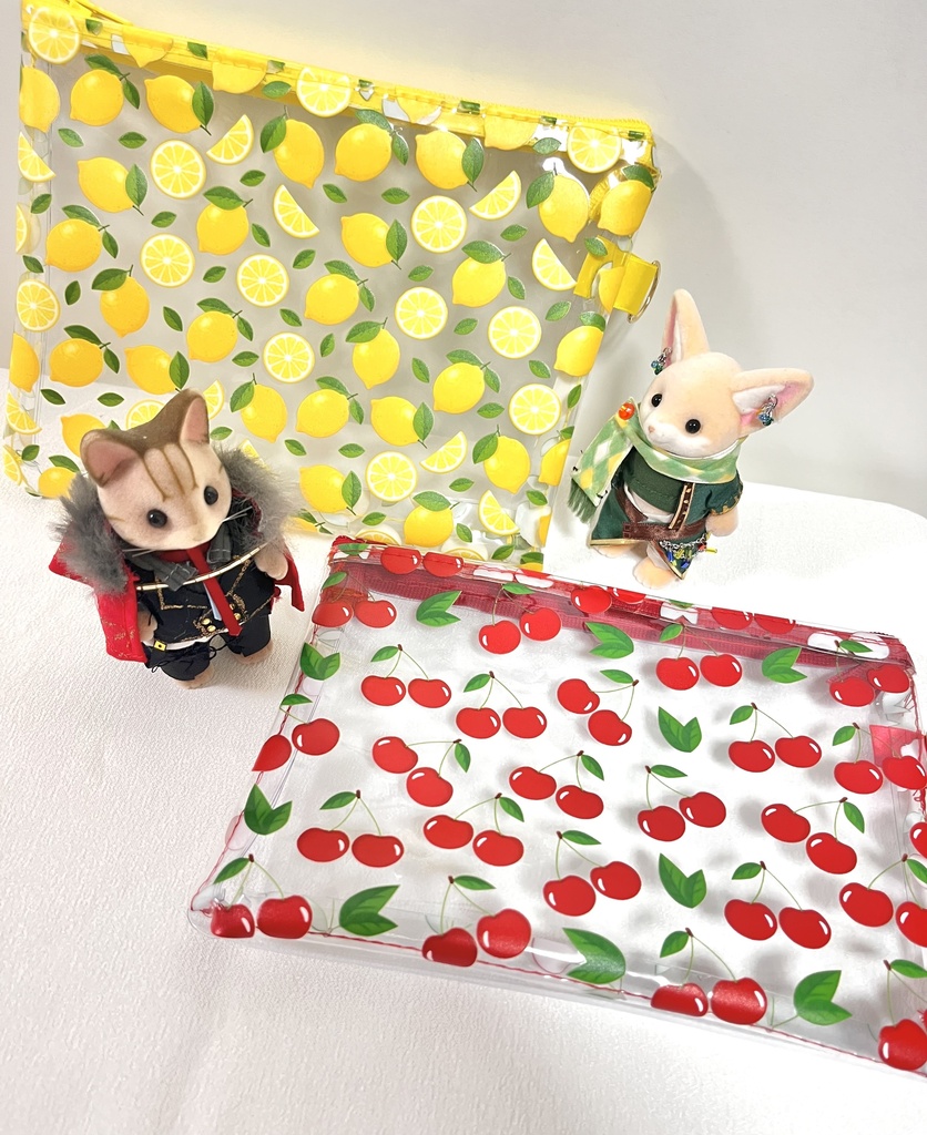 【専用出品】クリアポーチ 檸檬+桜桃 2点セット