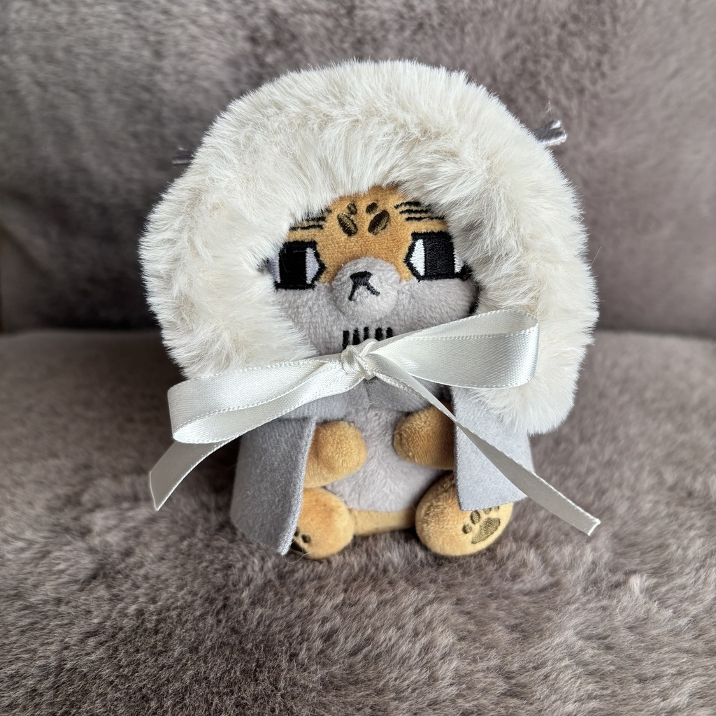 新色　もふもふお帽子（耳出しバージョン）サテンリボン　アイボリーカラー