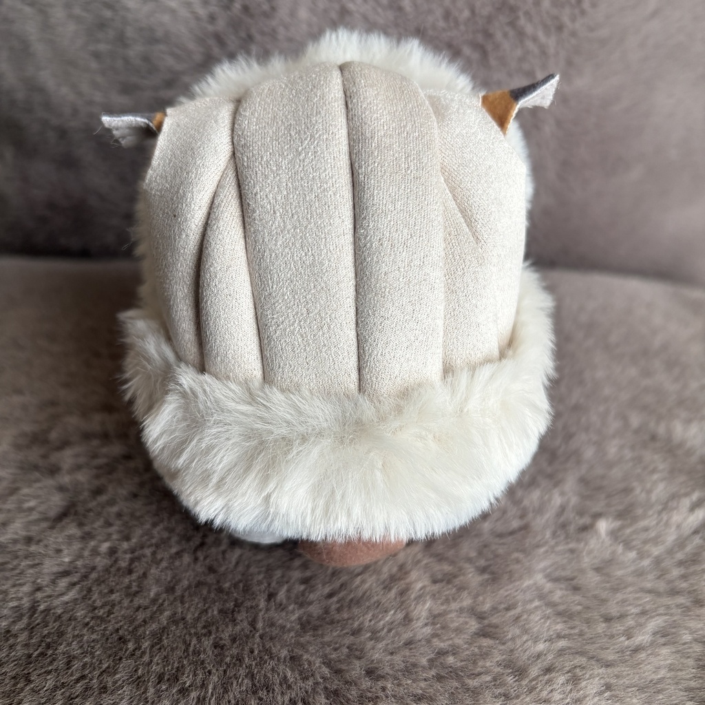 新色 もふもふお帽子(耳出しバージョン)サテンリボン アイボリーカラー