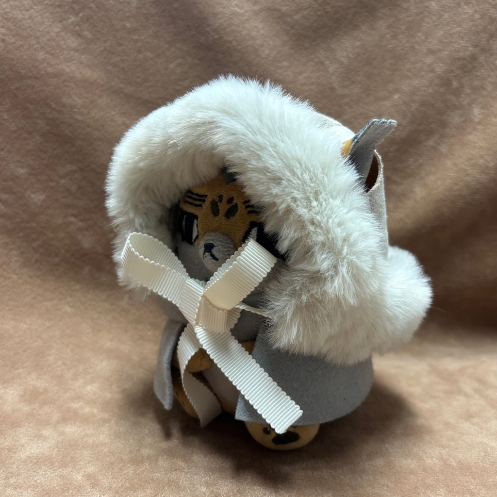 新色 もふもふお帽子(耳出しバージョン)グロランリボン アイボリーカラー