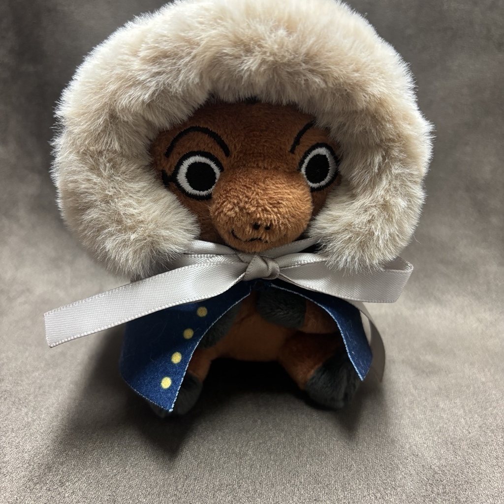 ミルクティーカラーもふもふお帽子（耳穴無し）サテンリボン