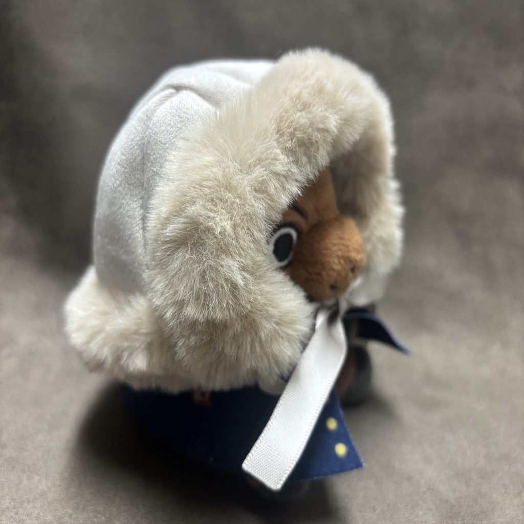 ミルクティーカラーもふもふお帽子(耳穴無し)サテンリボン