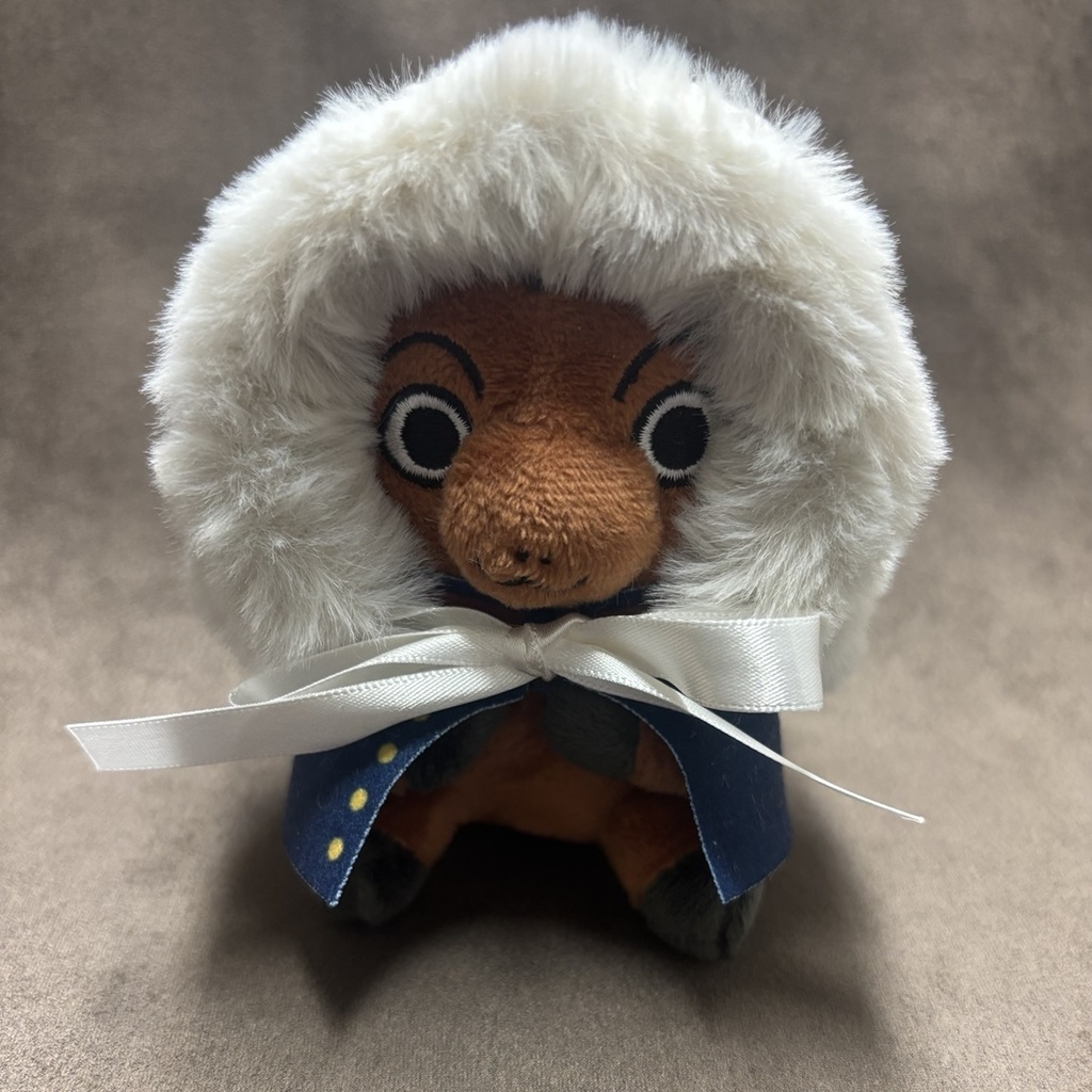 もふもふお帽子（耳穴無し）アイボリーカラー　サテンリボン