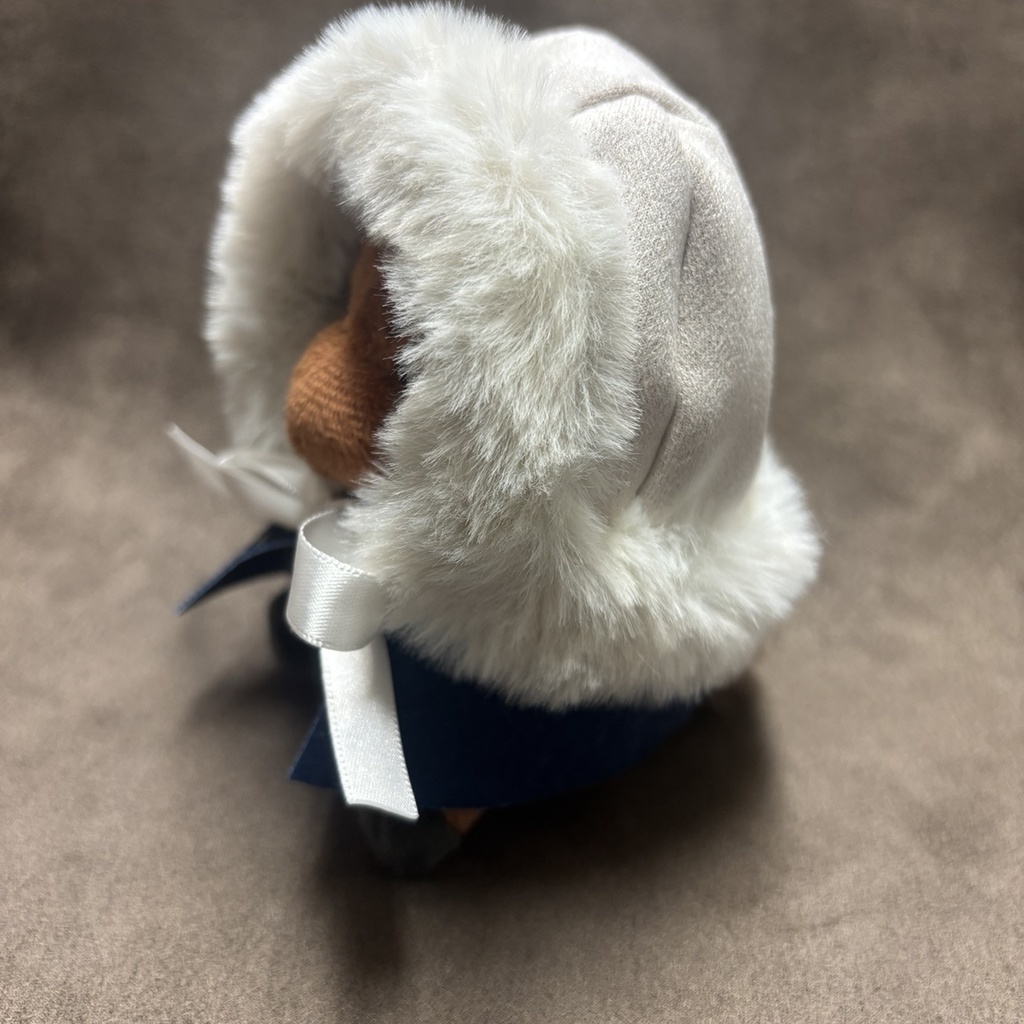 もふもふお帽子(耳穴無し)アイボリーカラー サテンリボン