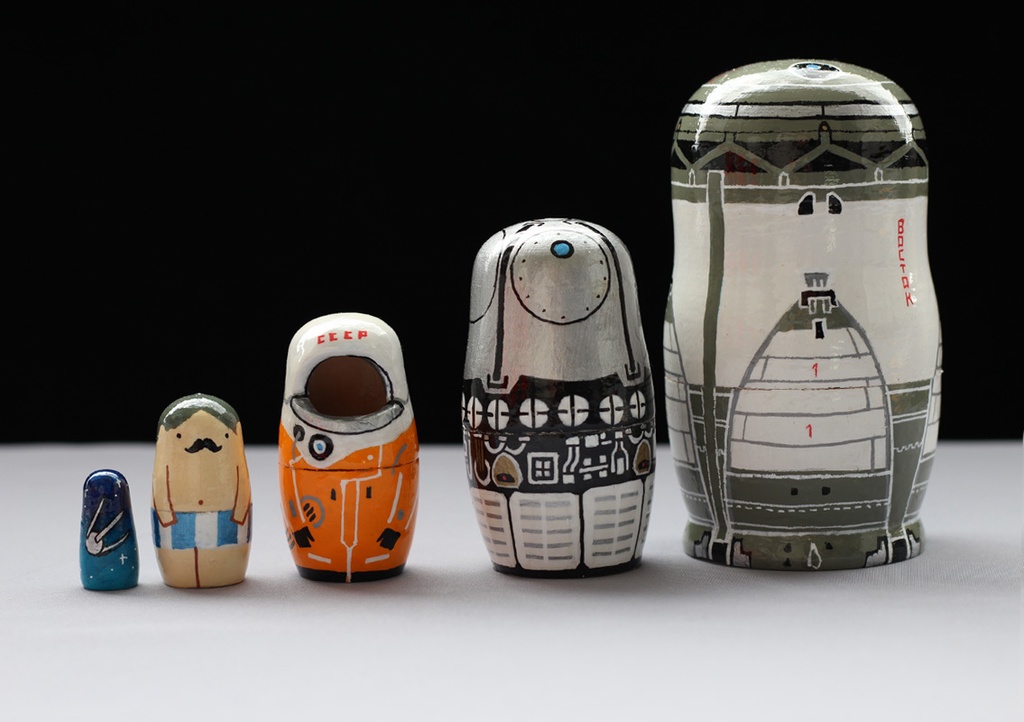ボストーク宇宙船のマトリョーシカ(フルカラー)