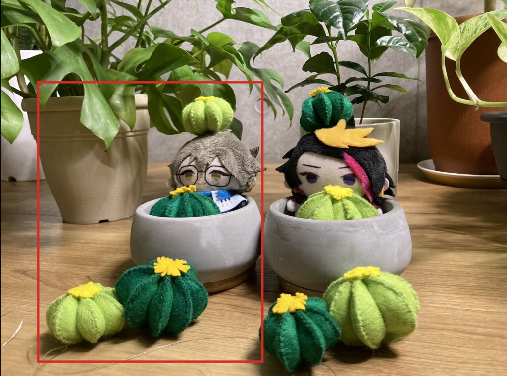 にじぱぺっと用　サボテンぬい（深緑）＋サボテンぬい冠（黄緑）