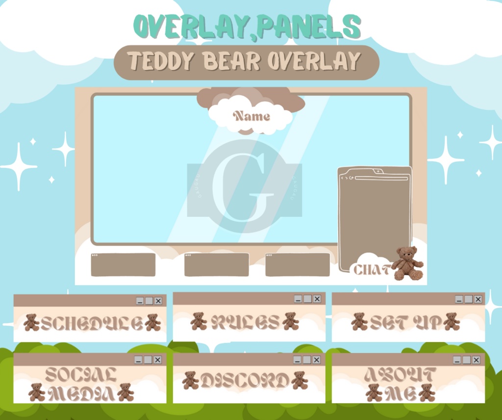Teddy Bear Streaming Overlay-Panels