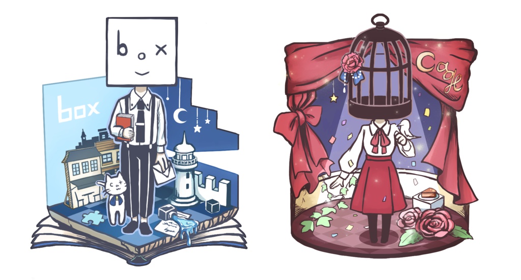 木製キーホルダー〈box/cage〉