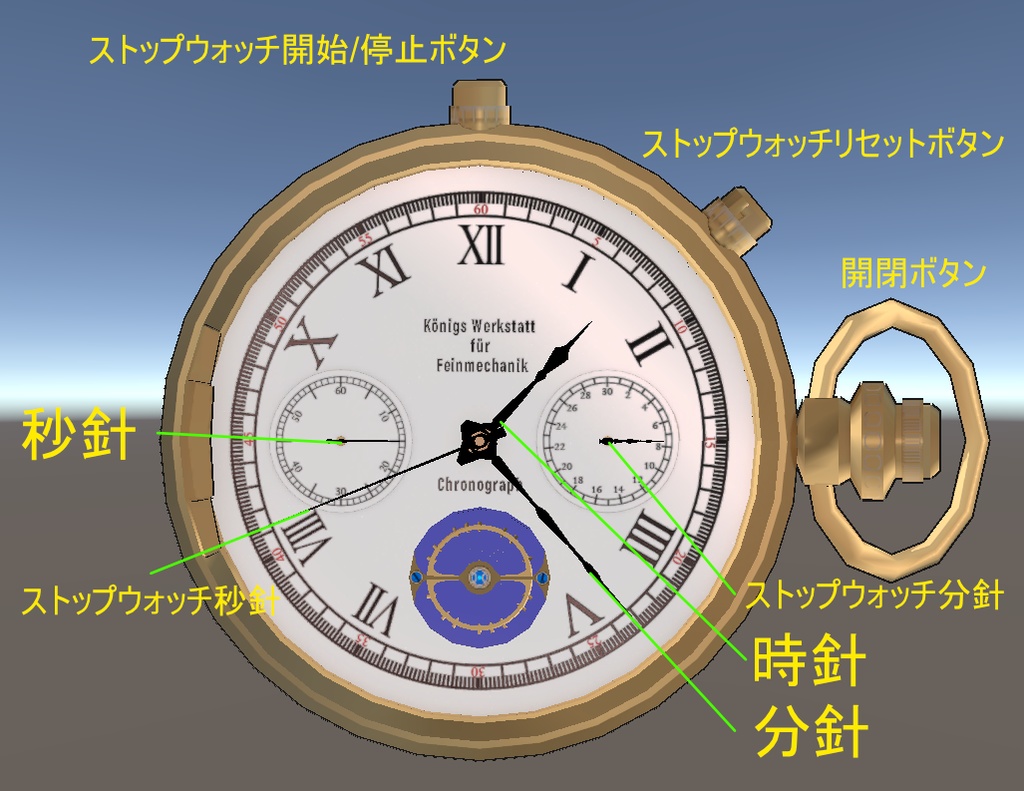 【MA/OSC/ギミック】クロノグラフ懐中時計