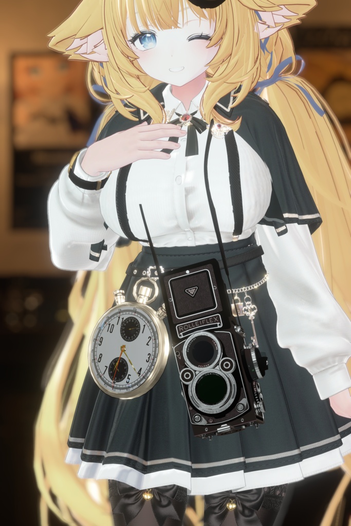 【VRChat想定/MA/ギミック】首掛けぶらぶら二眼レフカメラ