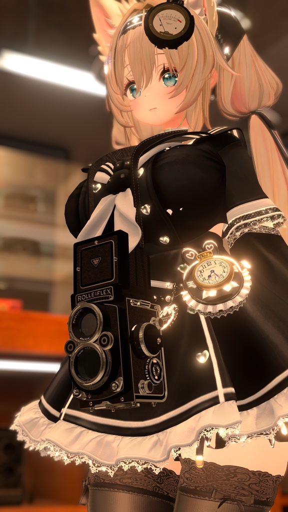 【VRChat想定/MA/ギミック】首掛けぶらぶら二眼レフカメラ