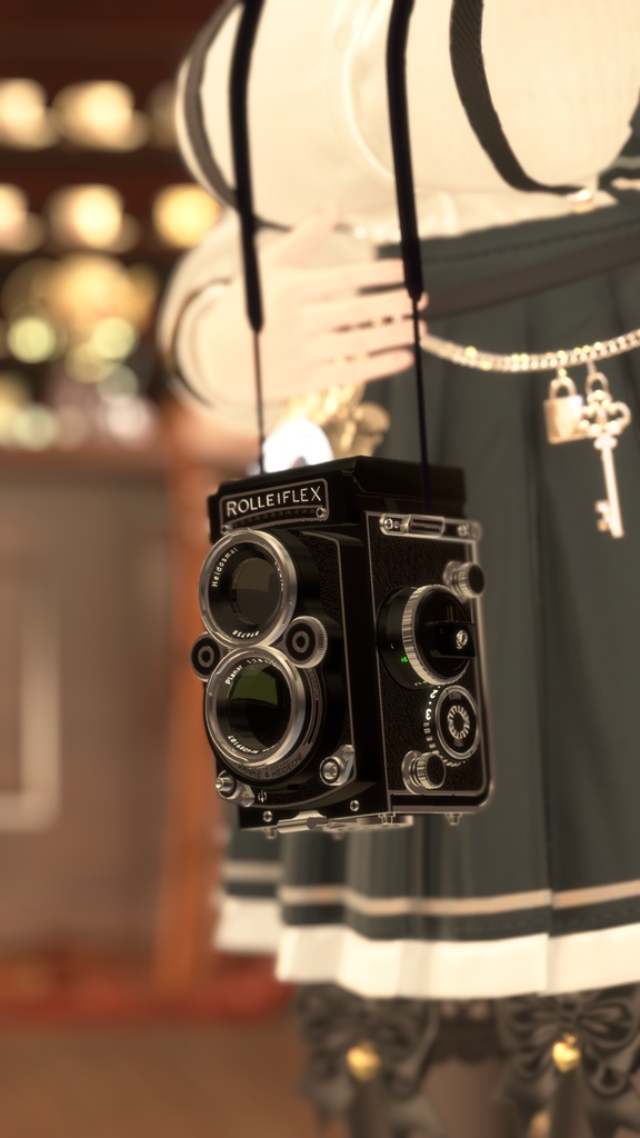 【VRChat想定/MA/ギミック】首掛けぶらぶら二眼レフカメラ