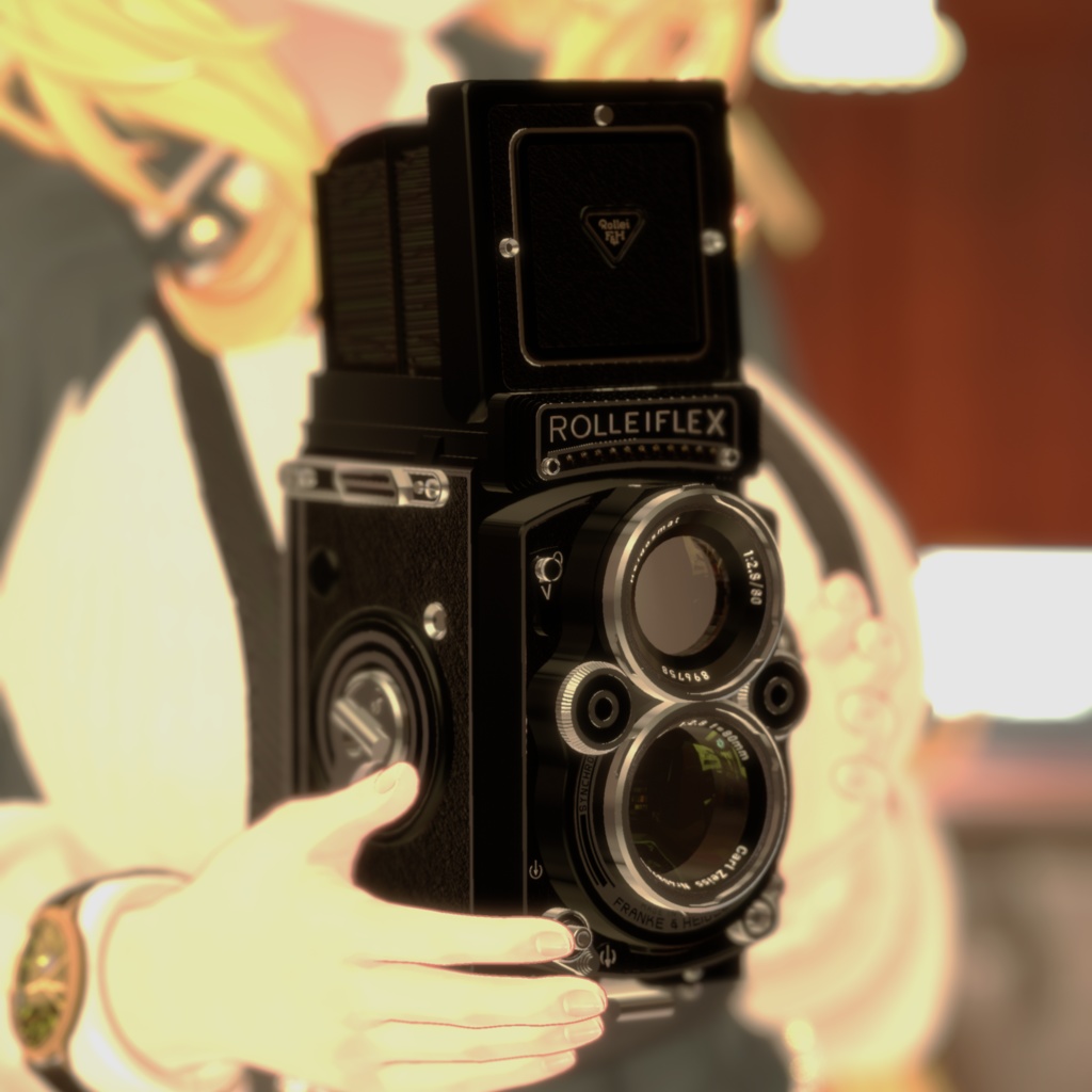 【VRChat想定/MA/ギミック】首掛けぶらぶら二眼レフカメラ