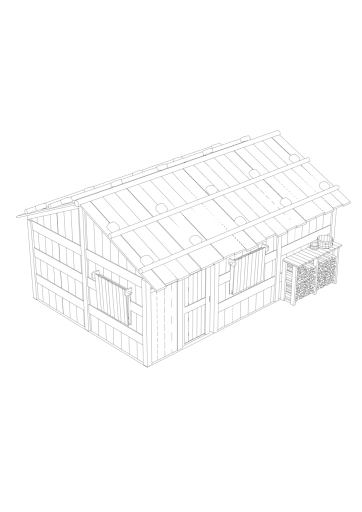 【漫画等の3D素材】日本・山奥の家(外観)