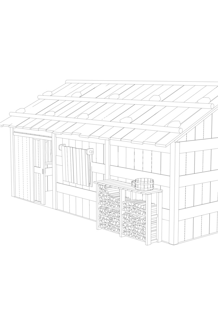 【漫画等の3D素材】日本・山奥の家(外観)