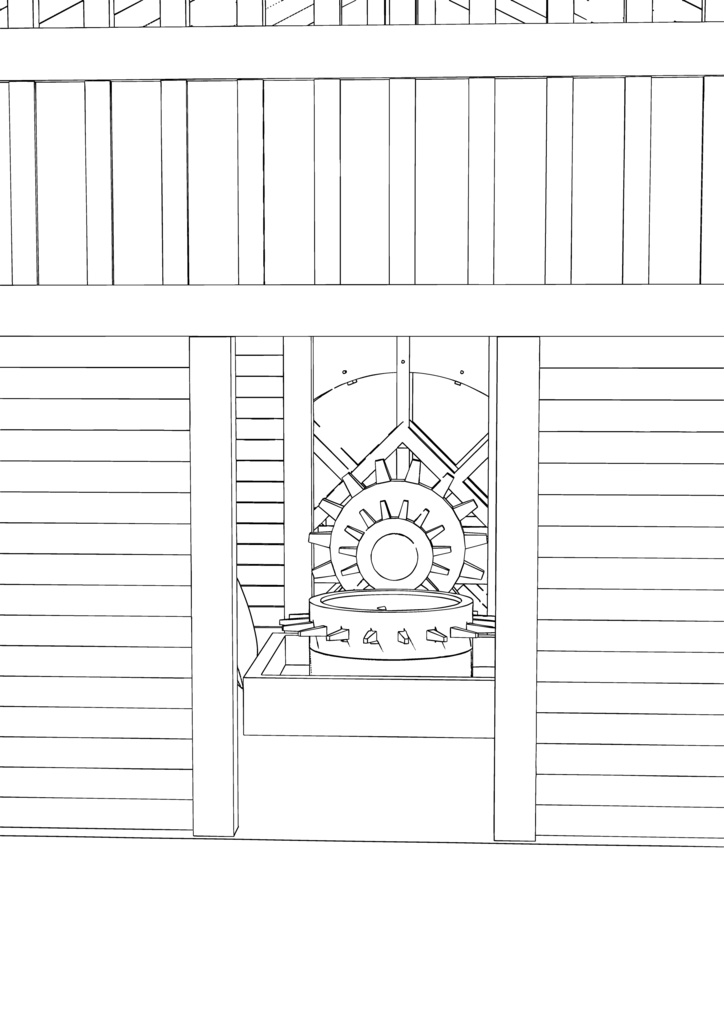 【漫画等の3D素材】日本・水車小屋(小)