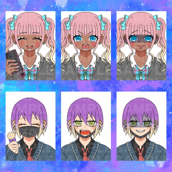 ギャル高校生モブ立ち絵 バストアップ