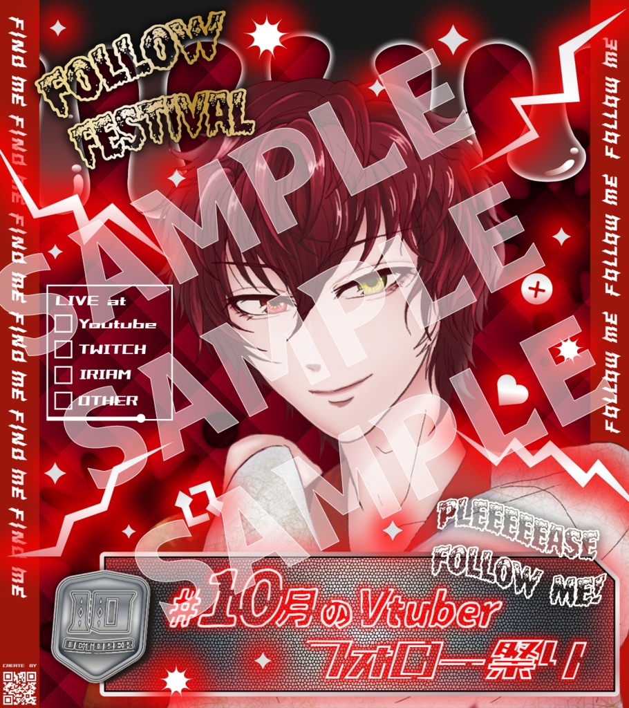 【PNG無料あり】#10月のVTuberフォロー祭り用_投稿素材_透過png3パーツ×10種_サンプル付き