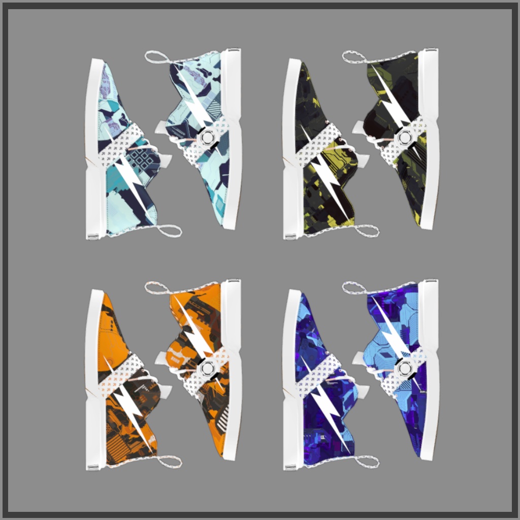 【+Head】VRCアバター用スニーカー「Trigonyトリゴニー:ライトニングリバー02」