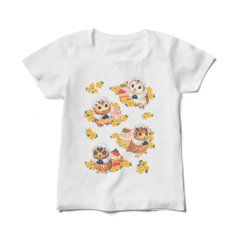 【受注生産】オリジナルレディースTシャツ・フクロウのメイドさん