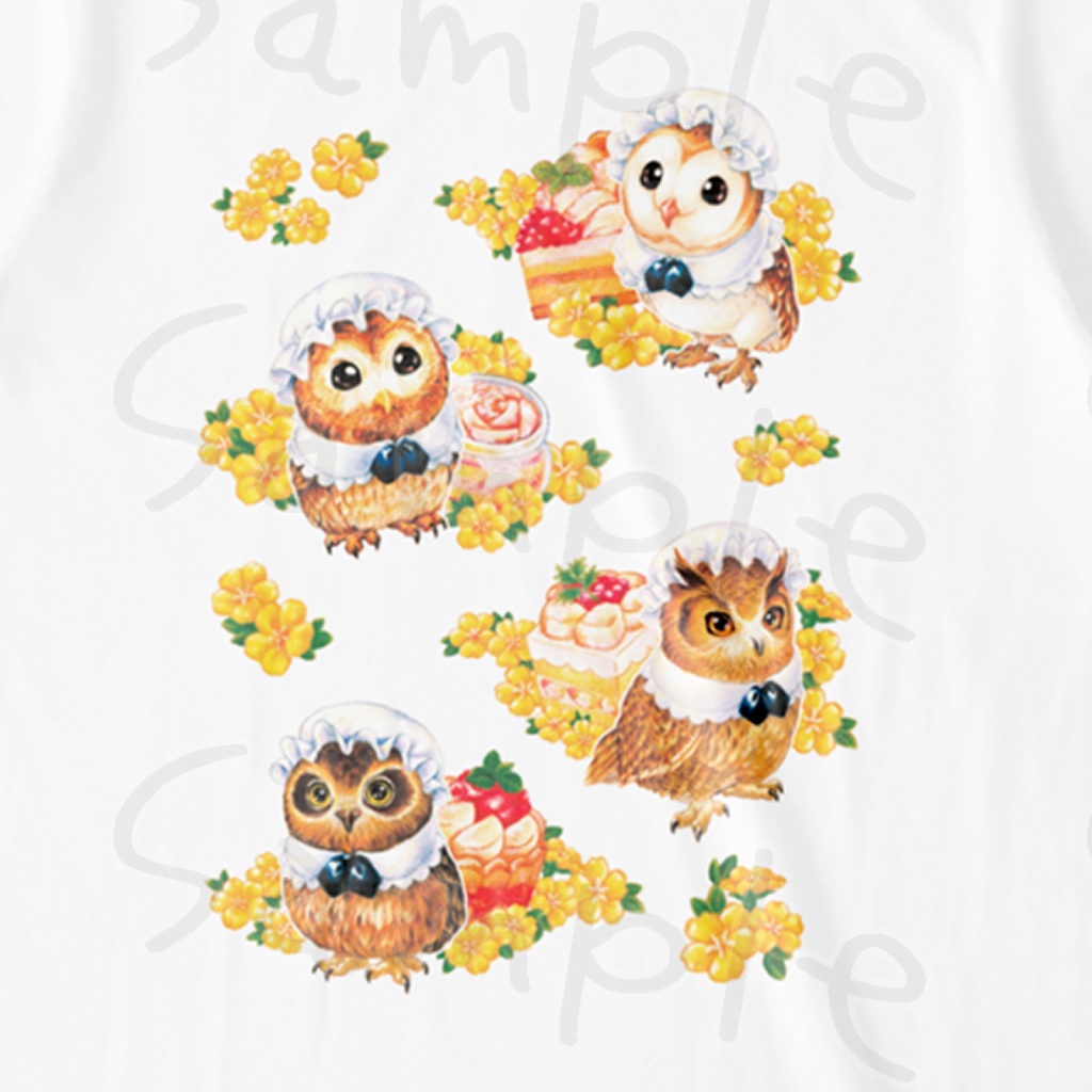 【受注生産】オリジナルレディースTシャツ・フクロウのメイドさん