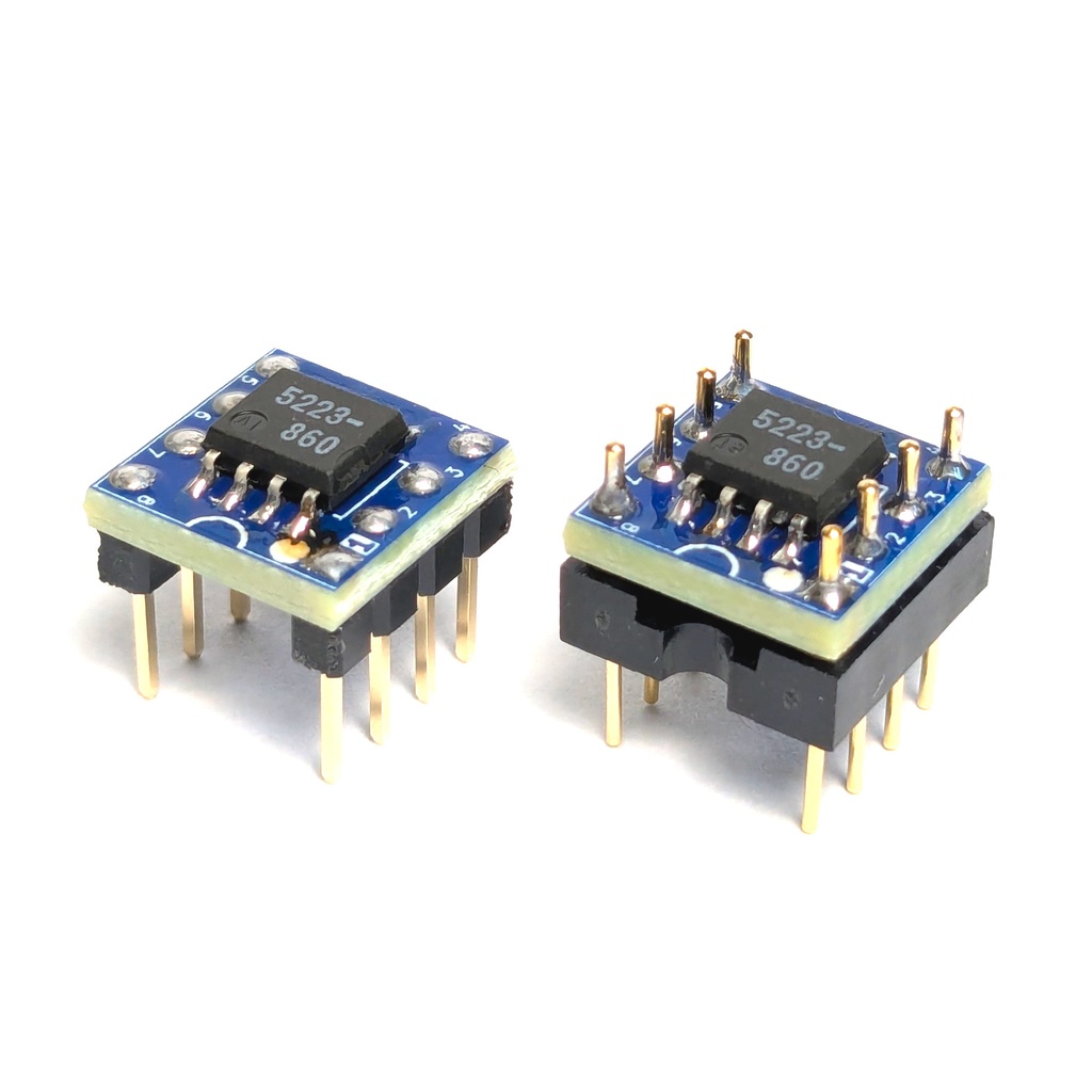 【低接触抵抗】SOP8-DIP8 変換基板 デュアルオペアンプ用  [Low Contact Resistance] SOP8–DIP8 Adapter Board for Dual Op-Amps