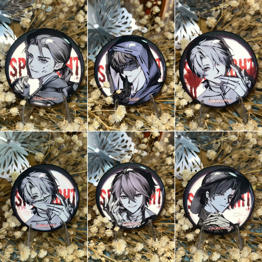 第五人格　IdentityV　58mm　缶バッジ　探鉱者　「囚人」　納棺師　納棺師(マスク)　占い師　傭兵
