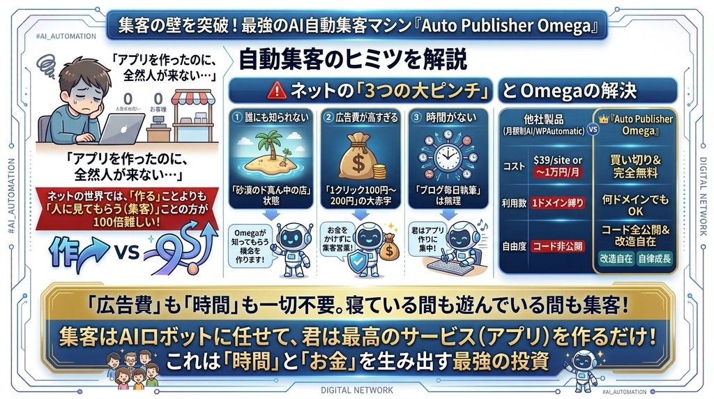 【AI自動記事生成・買い切り型・コード込】Auto Publisher Omega