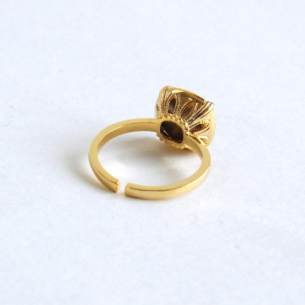 ブルーグレー|大粒 スクエア スワロフスキー リング|デニムブルー