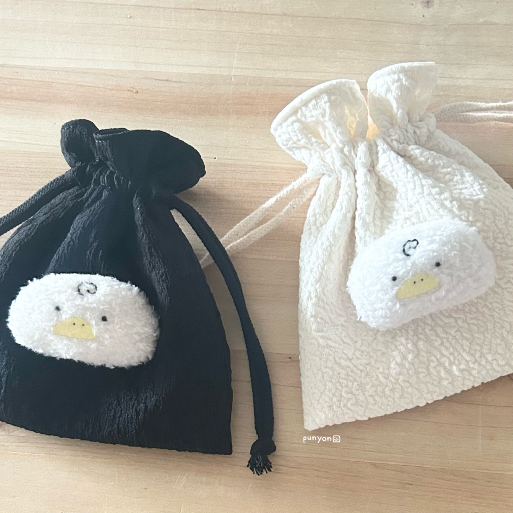 くわぴーお顔巾着ブラック