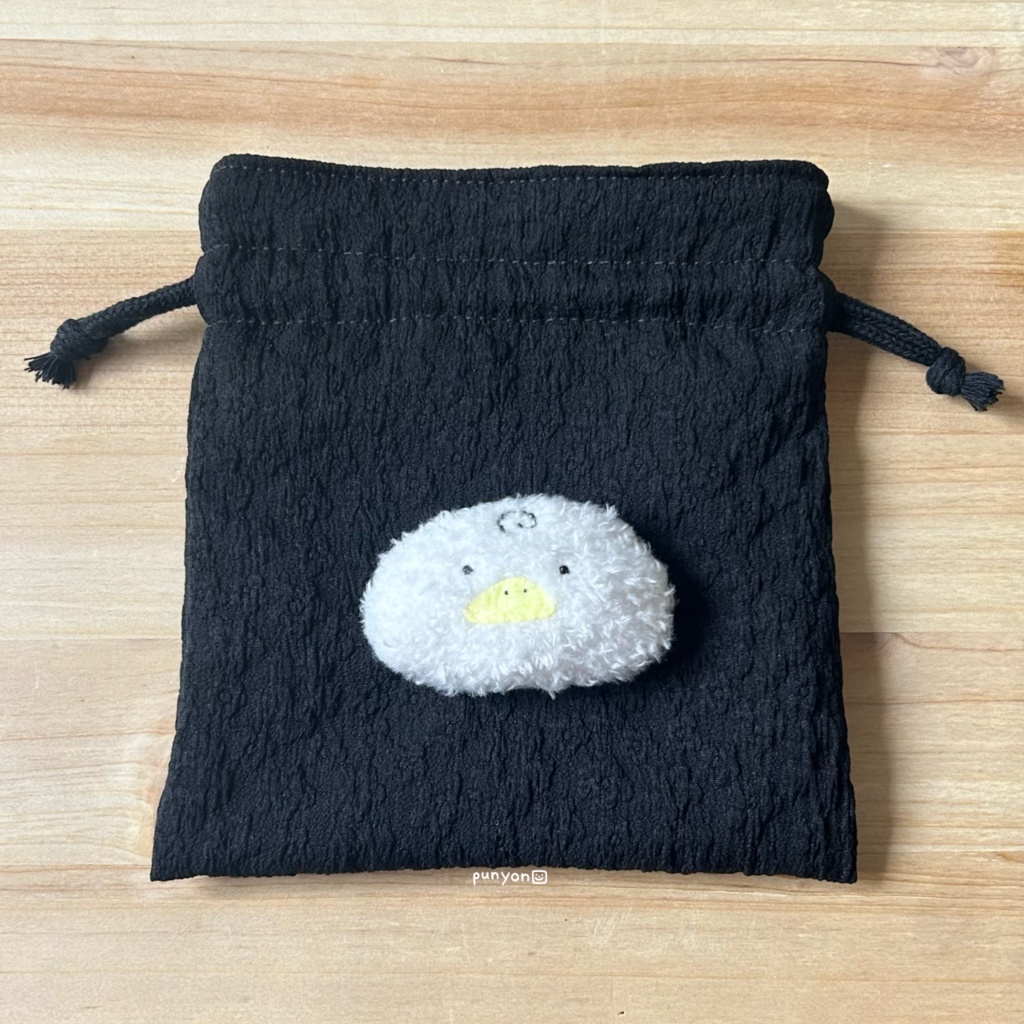 くわぴーお顔巾着ブラック